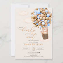 Baby shower Invitation Ours, on peut attendre vite