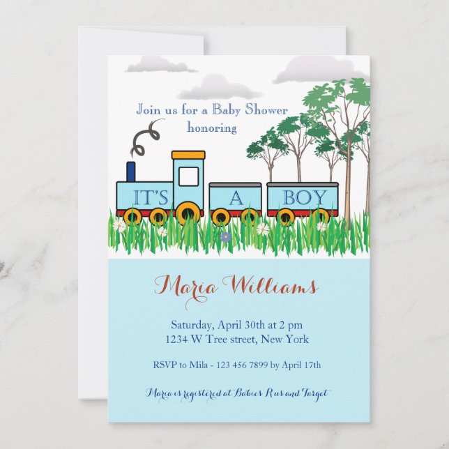 Baby shower invitation - petit train (Devant)