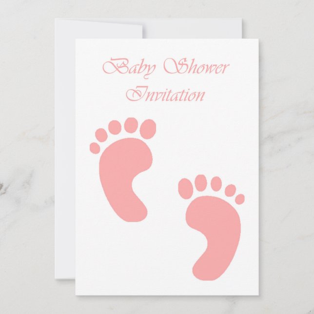 baby shower Invitation pour fille avec empreintes (Devant)