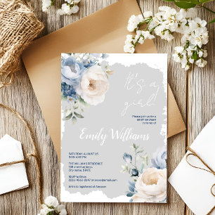 Baby shower invitation pour les pivoines bleues et