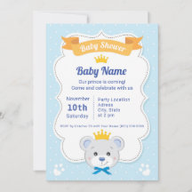 Baby Shower invitation prince bear