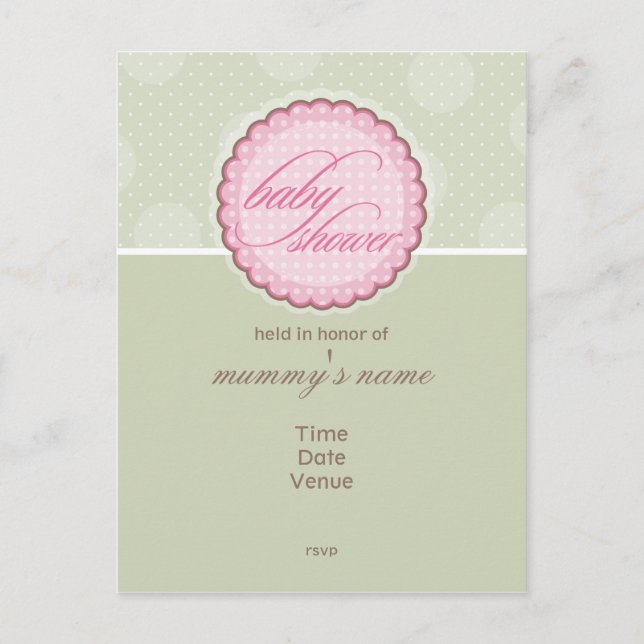 BABY SHOWER INVITATION:: spotty dot Einladungspostkarte (Vorderseite)