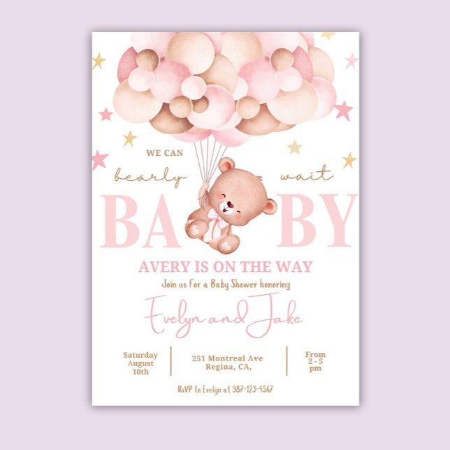 Baby shower Invitation Stars Moderne Boho Teddy Be (Créateur téléchargé)