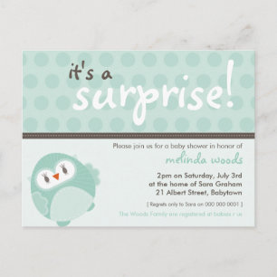 BABY SHOWER INVITATION :: Überraschungsowulf 3 Einladungspostkarte