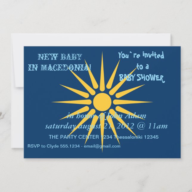 Baby Shower Invitation with Flag of Macedonia Einladung (Vorderseite)