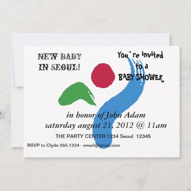 Baby Shower Invitation with Flag of Seoul Einladung (Vorderseite)