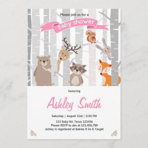 Baby shower invitation Woodland Animaux Forest Gir