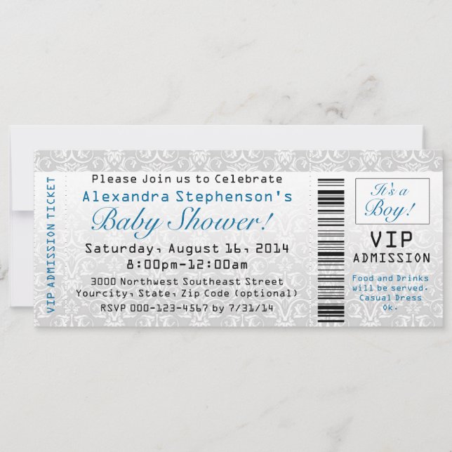 Baby shower Invitations de billets, Garçon (Devant)