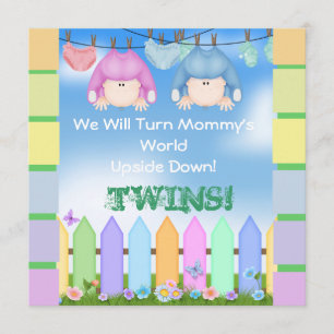 BABY SHOWER Invitations garçon et fille TWINS!