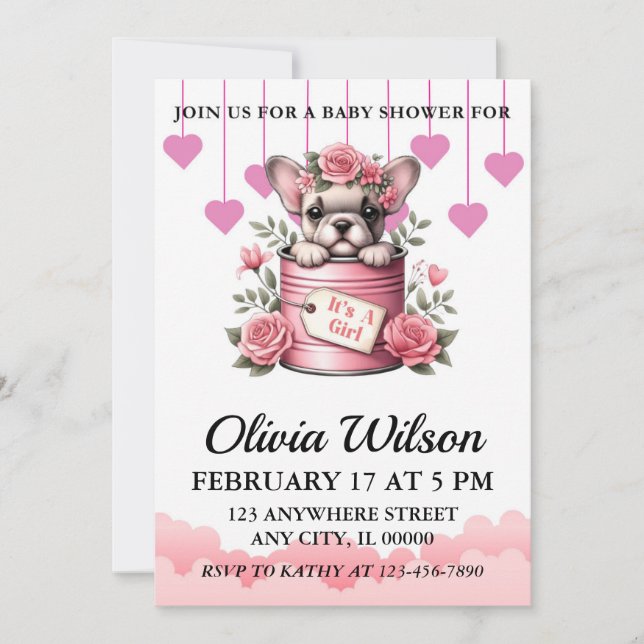 Baby Shower Invitations, Puppy Theme Invitations Einladung (Vorderseite)