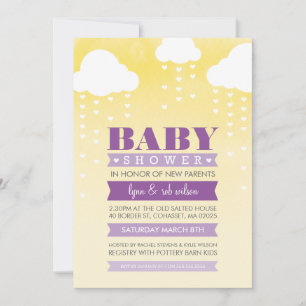 BABY SHOWER INVITE ombre Aquarell lila gelb Einladung