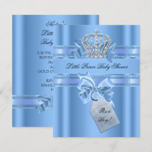 Baby Shower Junge Baby Blau Kleiner Prinz Krone Sc Einladung