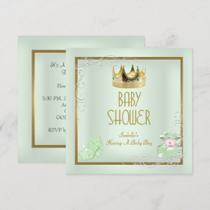 Baby Shower Junge Baby Krone Prinz Mint Einladung