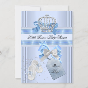 Baby Shower Junge Blau Kleiner Prinz Krone 5a Einladung