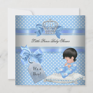 Baby Shower Junge Blau Kleiner Prinz Krone Einladung