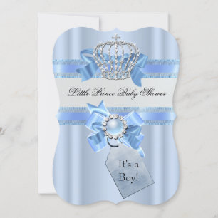 Baby Shower Junge Blau Kleiner Prinz Krone NEU Einladung