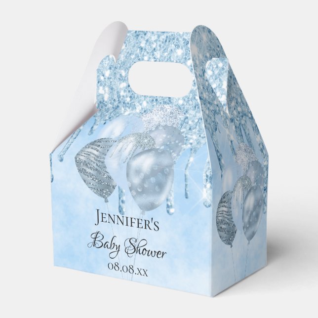 Baby Shower Junge hellblauen Ballons vielen Dank Geschenkschachtel (Vorderseite)
