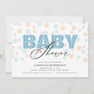 Baby Shower Junge Moderne Pastell Punkte 