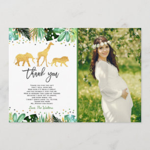 Baby shower Jungle Carte de remerciements douche J