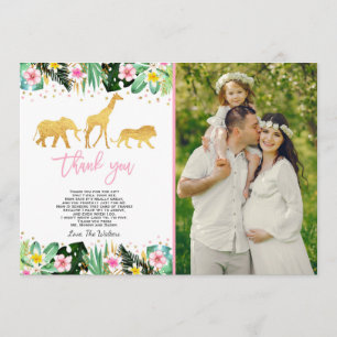 Baby shower Jungle Carte de remerciements douche J