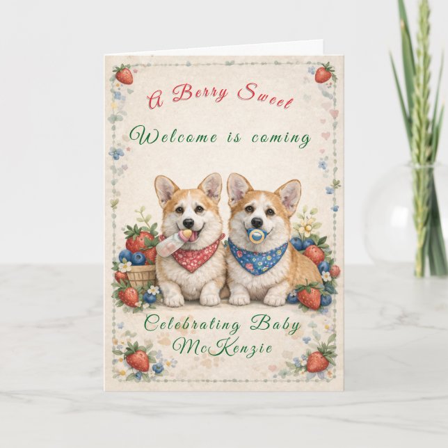Baby Shower Karte mit Corgis (Vorderseite)