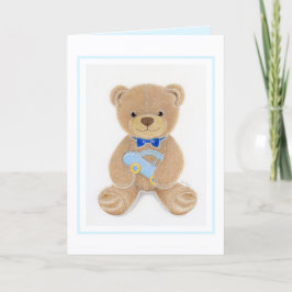Baby-Shower-Karte mit Teddybär für Jungen, gefalte Karte