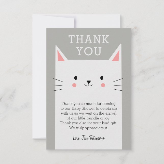 Baby shower Kitty Chat Merci personnalisé (Devant)