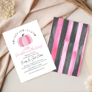 Baby Shower Kleiner Kürbis Mädchen Pink Schwarz Ru Einladung