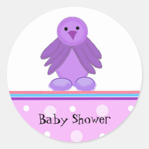 Baby Shower Kleiner Vogel Runder Aufkleber