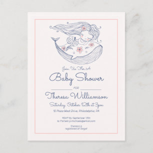 Baby Shower   Kleines rosa Meerjungfrau-Mädchen Postkarte