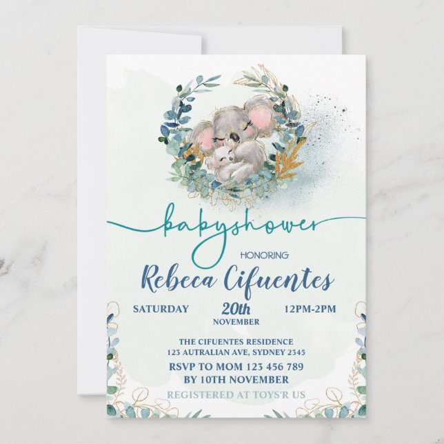 Baby Shower Koala Invitation (Devant)