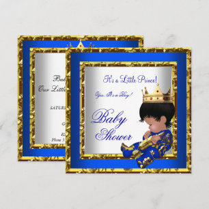 Baby Shower Königlich Blau Gold Junge Kronprinz 2 Einladung
