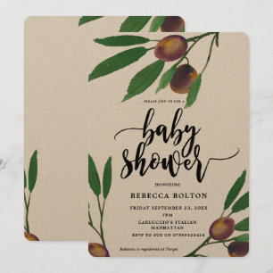 baby shower kraft moderne olive toscane invitation