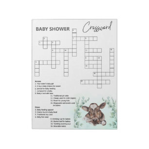 Baby-Shower-Kreuzworträtsel-Kuh-Kalb-Spiel Notizblock
