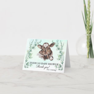 Baby Shower Kuhkalb Eukalyptus  Dankeskarte