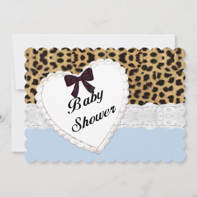 Baby shower Lace Léopard Invitation (Devant)