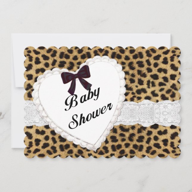 Baby shower Lace Léopard Invitation (Devant)