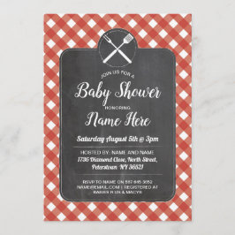 Baby Shower lädt Red Gingham Chalk GRILLEN Style e Einladung
