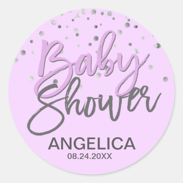 Baby shower LAVENDER personnalisé sceaux Étiquette (Devant)