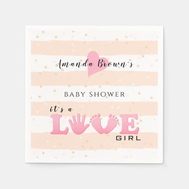 Baby Shower Liebe Baby Girl Serviette (Vorderseite)