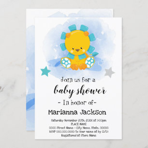 Baby shower Lion Bleu Invitation
