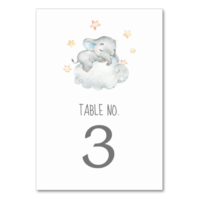 Baby shower Little Elephant Boy Numéro de table (Par défaut)