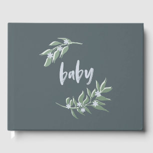 Baby shower livre d'hôtes - couronne de fleurs ble