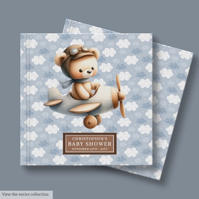 Baby shower Livre d'invité Boy Teddy Bear Pilote B (Baby Shower Guest Book Boy Teddy Bear Pilot Blue)