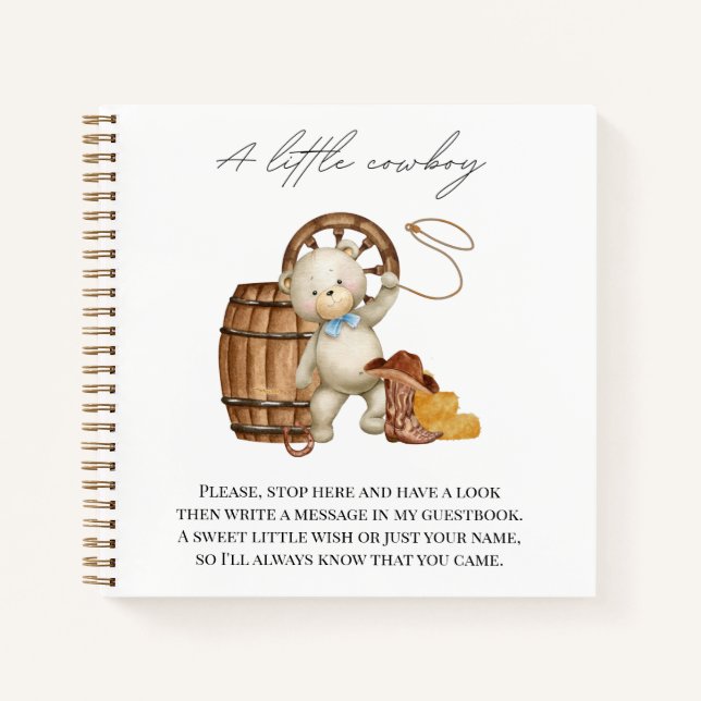 Baby shower Livre d'or Cowboy Rustic Country (Devant)