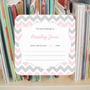 Baby shower livre rose Chevron étiquette plaque de