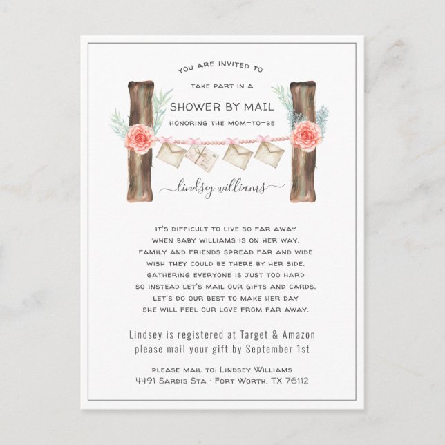 Baby shower longue distance par invitation par cou (Devant)