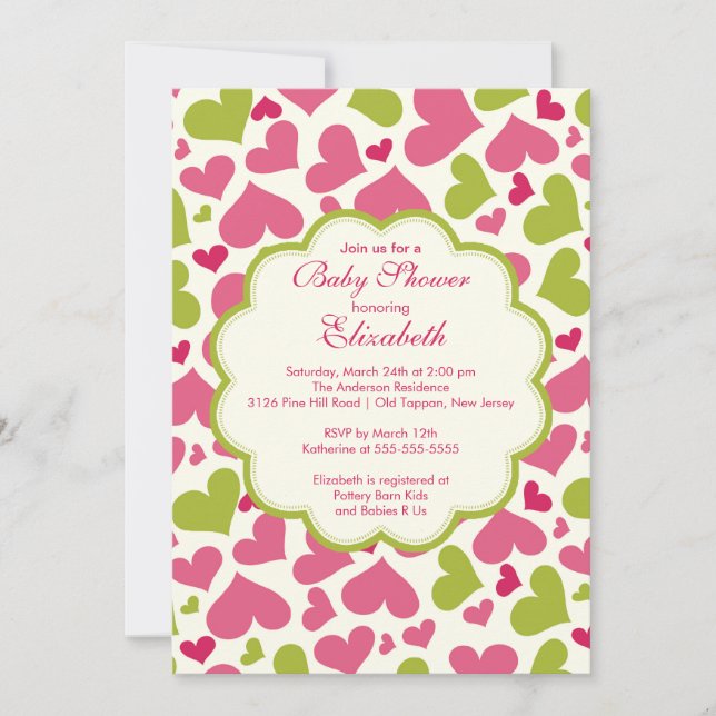 Baby shower Love Heart Spring Invitation (Devant)
