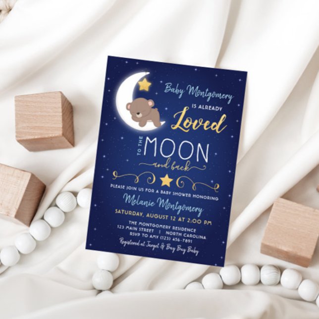 Baby shower Love You The Moon and Back Invitation (Créateur téléchargé)