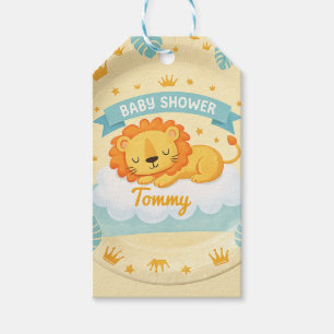 Baby Shower Löwe  individueller Name – Süße Safari Geschenkanhänger